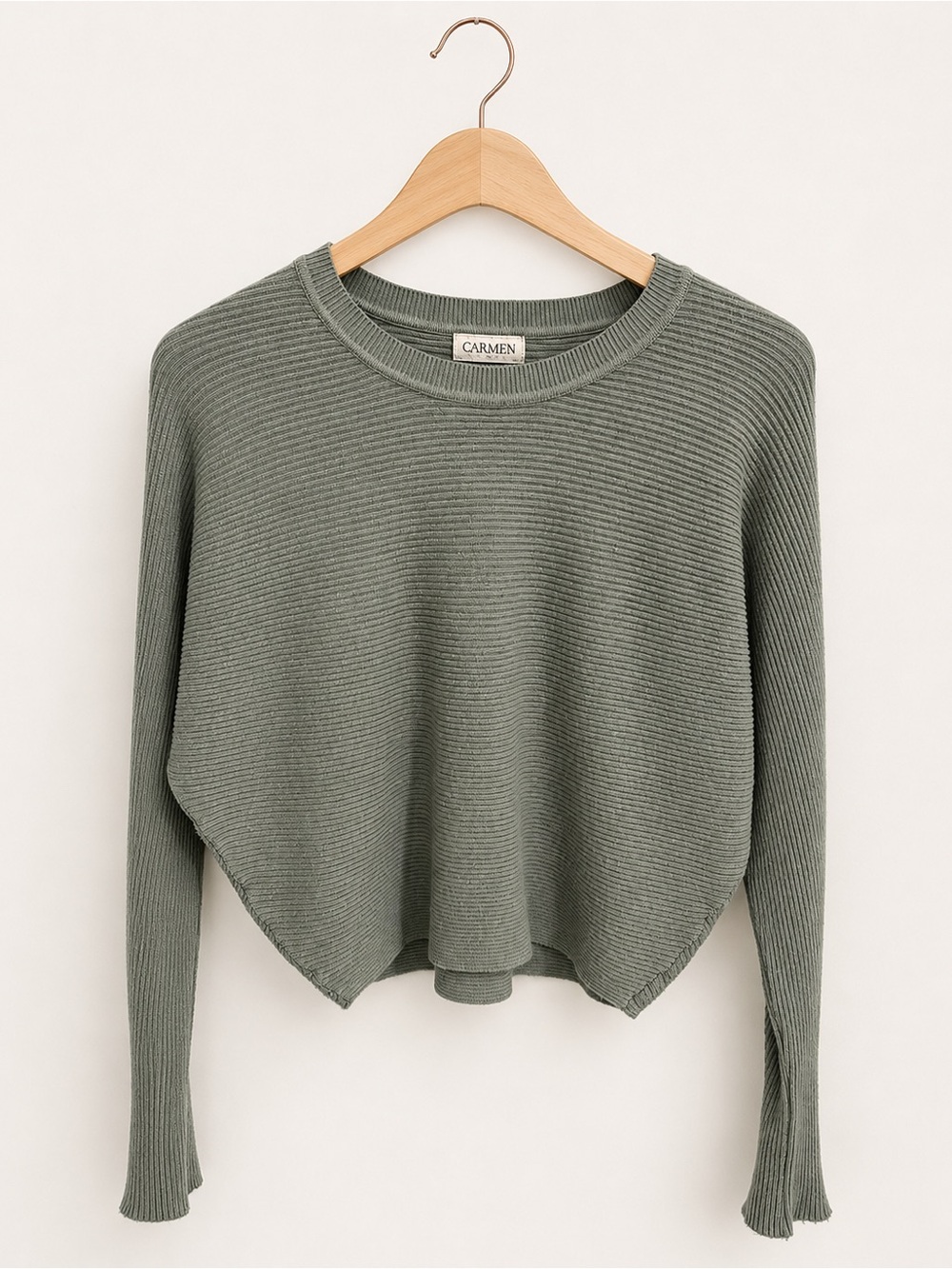 Carmen Marc Valvo Sage Ribbed Batwing Zip Cuff Sweater Small